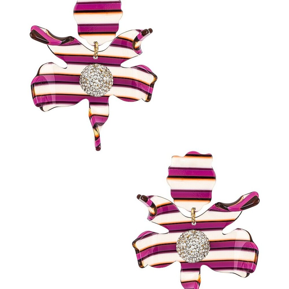 NWOT Lele Sadoughi Large Striped Crystal Lily Earrings